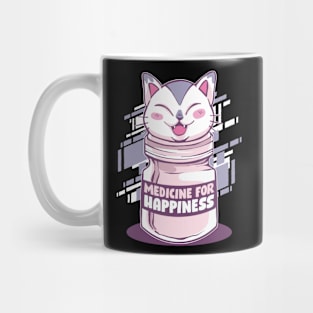 Medicine For Happiness Cat Funny Cat Gift Mug